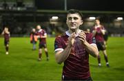 19 April 2024; Edward McCarthy of Galway United after his side's victory in the SSE Airtricity Men's Premier Division match between Galway United and Shelbourne at Eamonn Deacy Park in Galway. Photo by Sam Barnes/Sportsfile