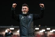 19 April 2024; Shamrock Rovers manager Stephen Bradley celebrates after the SSE Airtricity Men's Premier Division match between Derry City and Shamrock Rovers at the Ryan McBride Brandywell Stadium in Derry. Photo by Stephen McCarthy/Sportsfile