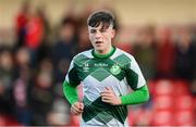 19 April 2024; Cian Barrett of Shamrock Rovers before the SSE Airtricity Men's Premier Division match between Derry City and Shamrock Rovers at the Ryan McBride Brandywell Stadium in Derry. Photo by Stephen McCarthy/Sportsfile