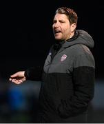19 April 2024; Derry City manager Ruaidhrí Higgins during the SSE Airtricity Men's Premier Division match between Derry City and Shamrock Rovers at the Ryan McBride Brandywell Stadium in Derry. Photo by Stephen McCarthy/Sportsfile