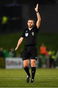19 April 2024; Referee Paul McLaughlin during the SSE Airtricity Men's Premier Division match between Derry City and Shamrock Rovers at the Ryan McBride Brandywell Stadium in Derry. Photo by Stephen McCarthy/Sportsfile