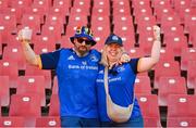 20 April 2024; Leinster supporters Damian Barry and Anna-Marie Russell from Wexford during the United Rugby Championship match between Emirates Lions and Leinster at Emirates Airline Park in Johannesburg, South Africa. Photo by Harry Murphy/Sportsfile