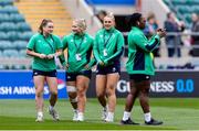 20 April 2024; Ireland players walk on the pitch prior to the Women's Six Nations Rugby Championship match between England and Ireland at Twickenham Stadium in London, England. Photo by Juan Gasparini/Sportsfile