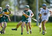 20 April 2024; Tara Burke of Kerry scores a point during the Electric Ireland Camogie Minor B All-Ireland semi-final match between Kerry and Kildare at Banagher in Offaly. Photo by Stephen Marken/Sportsfile