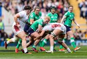 20 April 2024; Neve Jones of Ireland is tackled by Rosie Galligan of England during the Women's Six Nations Rugby Championship match between England and Ireland at Twickenham Stadium in London, England. Photo by Juan Gasparini/Sportsfile
