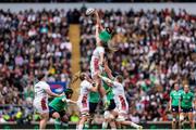 20 April 2024; Hannah O'Connor of Ireland wins the ball in the line out during the Women's Six Nations Rugby Championship match between England and Ireland at Twickenham Stadium in London, England. Photo by Juan Gasparini/Sportsfile