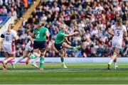 20 April 2024; Dannah O'Brien of Ireland kicks the ball during the Women's Six Nations Rugby Championship match between England and Ireland at Twickenham Stadium in London, England. Photo by Juan Gasparini/Sportsfile