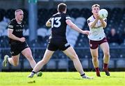 20 April 2024; Liam Silke of Galway handpasses the ball wide during the Connacht GAA Football Senior Championship semi-final match between Sligo and Galway at Markievicz Park in Sligo. Photo by Piaras Ó Mídheach/Sportsfile