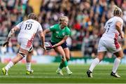20 April 2024; Dannah O'Brien of Ireland passes the ball during the Women's Six Nations Rugby Championship match between England and Ireland at Twickenham Stadium in London, England. Photo by Juan Gasparini/Sportsfile