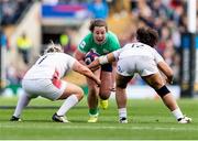 20 April 2024; Enya Breen of Ireland in action against Marlie Packer and Tatyana Heard of England during the Women's Six Nations Rugby Championship match between England and Ireland at Twickenham Stadium in London, England. Photo by Juan Gasparini/Sportsfile
