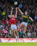 20 April 2024; Tommy Walsh of Cork in action against Dara Moynihan of Kerry during the Munster GAA Football Senior Championship semi-final match between Kerry and Cork at Fitzgerald Stadium in Killarney, Kerry. Photo by Brendan Moran/Sportsfile