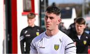 20 April 2024; Patrick McBrearty of Donegal arrives for the Ulster GAA Football Senior Championship quarter-final match between Derry and Donegal at Celtic Park in Derry. Photo by Stephen McCarthy/Sportsfile