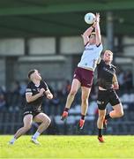 20 April 2024; Seán Fitzgerald of Galway in action against Seán Carrabine, right, and Lee Deignan of Sligo during the Connacht GAA Football Senior Championship semi-final match between Sligo and Galway at Markievicz Park in Sligo. Photo by Piaras Ó Mídheach/Sportsfile