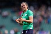 20 April 2024; Katie Corrigan of Ireland acknowledge supporters after their side's defeat during the Women's Six Nations Rugby Championship match between England and Ireland at Twickenham Stadium in London, England. Photo by Juan Gasparini/Sportsfile