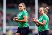 20 April 2024; Dorothy Wall and Edel McMahon of Ireland acknowledge supporters after their side's defeat during the Women's Six Nations Rugby Championship match between England and Ireland at Twickenham Stadium in London, England. Photo by Juan Gasparini/Sportsfile