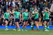 20 April 2024; Ireland players after their side's defeat in the Women's Six Nations Rugby Championship match between England and Ireland at Twickenham Stadium in London, England. Photo by Juan Gasparini/Sportsfile