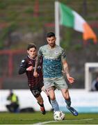 19 April 2024; Adam Foley of Drogheda United in action against Paddy Kirk of Bohemians during the SSE Airtricity Men's Premier Division match between Bohemians and Drogheda United at Dalymount Park in Dublin. Photo by Shauna Clinton/Sportsfile