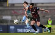 19 April 2024; Darragh Markey of Drogheda United in action against Jordan Flores of Bohemians during the SSE Airtricity Men's Premier Division match between Bohemians and Drogheda United at Dalymount Park in Dublin. Photo by Shauna Clinton/Sportsfile
