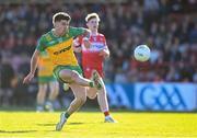 20 April 2024; Daire O Baoill of Donegal shoots to score his side's first goal during the Ulster GAA Football Senior Championship quarter-final match between Derry and Donegal at Celtic Park in Derry. Photo by Stephen McCarthy/Sportsfile