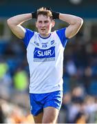 20 April 2024; James Power of Waterford reacts after the half-time whistle is blown during the Munster GAA Football Senior Championship semi-final match between Waterford and Clare at Fraher Field in Dungarvan, Waterford. Photo by Tyler Miller/Sportsfile