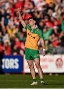 20 April 2024; Daire O'Baoill of Donegal celebrates after scoring his side's second goal during the Ulster GAA Football Senior Championship quarter-final match between Derry and Donegal at Celtic Park in Derry. Photo by Seb Daly/Sportsfile