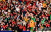 20 April 2024; Daire O'Baoill of Donegal celebrates after scoring his side's second goal during the Ulster GAA Football Senior Championship quarter-final match between Derry and Donegal at Celtic Park in Derry. Photo by Seb Daly/Sportsfile