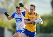 20 April 2024; Ciarán Downes of Clare in action against James Power of Waterford during the Munster GAA Football Senior Championship semi-final match between Waterford and Clare at Fraher Field in Dungarvan, Waterford. Photo by Tyler Miller/Sportsfile