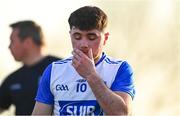 20 April 2024; Caolan MacCraith of Waterford reacts after his side's defeat in the Munster GAA Football Senior Championship semi-final match between Waterford and Clare at Fraher Field in Dungarvan, Waterford. Photo by Tyler Miller/Sportsfile