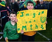 20 April 2024; Young Donegal supporters after the Ulster GAA Football Senior Championship quarter-final match between Derry and Donegal at Celtic Park in Derry. Photo by Seb Daly/Sportsfile