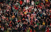 20 April 2024; Donegal and Derry supporters watch on from the terrace during the Ulster GAA Football Senior Championship quarter-final match between Derry and Donegal at Celtic Park in Derry. Photo by Stephen McCarthy/Sportsfile