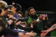 20 April 2024; Bundee Aki of Connacht takes a selfie with supporters after his side's victory in the United Rugby Championship match between Connacht and Zebre Parma at Dexcom Stadium in Galway. Photo by Sam Barnes/Sportsfile