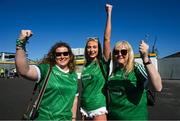 21 April 2024; Limerick supporters Corinne Vaughan, Hazel and Noreen Connolly from Ballyneety, Limerick arrive early for the Munster GAA Hurling Senior Championship Round 1 match between Clare and Limerick at Cusack Park in Ennis, Clare. Photo by Ray McManus/Sportsfile