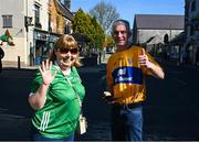 21 April 2024; Louise and John Ryan, from Annacotty, Limerick, before the Munster GAA Hurling Senior Championship Round 1 match between Clare and Limerick at Cusack Park in Ennis, Clare. Photo by Ray McManus/Sportsfile