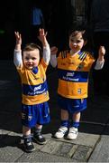 21 April 2024; Eighteen month old Seán Faron and three year old Ruairí from Kilfilun in Clare, before the Munster GAA Hurling Senior Championship Round 1 match between Clare and Limerick at Cusack Park in Ennis, Clare. Photo by Ray McManus/Sportsfile