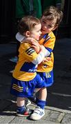 21 April 2024; Eighteen month old Seán Faron and three year old Ruairí from Kilfilun in Clare, before the Munster GAA Hurling Senior Championship Round 1 match between Clare and Limerick at Cusack Park in Ennis, Clare. Photo by Ray McManus/Sportsfile