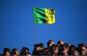 20 April 2024; A Donegal flag flies during the Ulster GAA Football Senior Championship quarter-final match between Derry and Donegal at Celtic Park in Derry. Photo by Seb Daly/Sportsfile