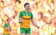 20 April 2024; Jason McGee of Donegal celebrates during the Ulster GAA Football Senior Championship quarter-final match between Derry and Donegal at Celtic Park in Derry. Photo by Seb Daly/Sportsfile