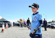 21 April 2024; Dublin supporter Tommy Cullen, aged 8, from Rathfarnham, before the Leinster GAA Hurling Senior Championship Round 1 match between Wexford and Dublin at Chadwicks Wexford Park in Wexford. Photo by Tyler Miller/Sportsfile