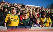 20 April 2024; Donegal sing the National Anthem before the Ulster GAA Football Senior Championship quarter-final match between Derry and Donegal at Celtic Park in Derry. Photo by Stephen McCarthy/Sportsfile