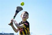21 April 2024; Kilkenny supporter Seán Skehan, aged seven, from Leggetsrath in Kilkenny before the Leinster GAA Hurling Senior Championship Round 1 match between Kilkenny and Antrim at UMPC Nowlan Park in Kilkenny. Photo by Shauna Clinton/Sportsfile