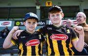 21 April 2024; Kilkenny supporters Oisín, left, and Eoghan Drennan from Mooncoin in Kilkenny before the Leinster GAA Hurling Senior Championship Round 1 match between Kilkenny and Antrim at UMPC Nowlan Park in Kilkenny. Photo by Shauna Clinton/Sportsfile