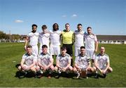 21 April 2024; Mayo Football League players pose for a team picture before the FAI Oscar Traynor Inter-League Cup final match between Mayo Football League and Waterford & District Junior League at Umbro Park, Milebush, Castlebar in Mayo. Photo by Michael P Ryan/Sportsfile