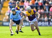 21 April 2024; Brian Hayes of Dublin in action against Rory O'Connor of Wexford during the Leinster GAA Hurling Senior Championship Round 1 match between Wexford and Dublin at Chadwicks Wexford Park in Wexford. Photo by Tyler Miller/Sportsfile