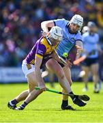 21 April 2024; Rory O'Connor of Wexford in action against Conor Donohoe of Dublin during the Leinster GAA Hurling Senior Championship Round 1 match between Wexford and Dublin at Chadwicks Wexford Park in Wexford. Photo by Tyler Miller/Sportsfile
