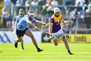21 April 2024; Rory O'Connor of Wexford in action against Paddy Doyle of Dublin during the Leinster GAA Hurling Senior Championship Round 1 match between Wexford and Dublin at Chadwicks Wexford Park in Wexford. Photo by Tyler Miller/Sportsfile