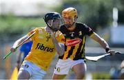 21 April 2024; Ryan McGarry of Antrim in action against Shane Murphy of Kilkenny during the Leinster GAA Hurling Senior Championship Round 1 match between Kilkenny and Antrim at UMPC Nowlan Park in Kilkenny. Photo by Shauna Clinton/Sportsfile