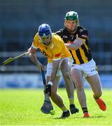21 April 2024; Eoin Cody of Kilkenny tackles Scott Walsh of Antrim during the Leinster GAA Hurling Senior Championship Round 1 match between Kilkenny and Antrim at UMPC Nowlan Park in Kilkenny. Photo by Shauna Clinton/Sportsfile