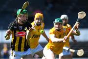 21 April 2024; Martin Keoghan of Kilkenny in action against Conal Cunning of Antrim during the Leinster GAA Hurling Senior Championship Round 1 match between Kilkenny and Antrim at UMPC Nowlan Park in Kilkenny. Photo by Shauna Clinton/Sportsfile