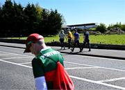 21 April 2024; Supporters make their way to the ground before the Connacht GAA Football Senior Championship semi-final match between Roscommon and Mayo at Dr Hyde Park in Roscommon. Photo by Piaras Ó Mídheach/Sportsfile