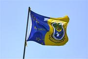 21 April 2024; A Roscommon flag flying inside the ground before the Connacht GAA Football Senior Championship semi-final match between Roscommon and Mayo at Dr Hyde Park in Roscommon. Photo by Piaras Ó Mídheach/Sportsfile